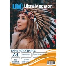 Papel Fotográfico Matte Fosco A4 108G 100 Folhas Ultra Megaton Papel Fotográfico Matte Fosco A4 108G 100 Folhas Ultra Megaton