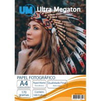 Papel Fotográfico Matte Fosco A4 170g 100 Folhas Ultra Megaton Papel Fotográfico Matte Fosco A4 170g 100 Folhas Ultra Megaton
