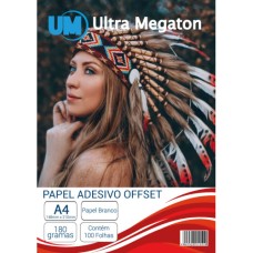 Papel Offset 180G A4 Adesivo Branco Fosco 100 Folhas Papel Offset 180G A4 Adesivo Branco Fosco 100 Folhas