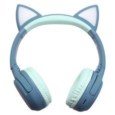 HeadPhone com Orelhas de Gato Wireless Azul EV058 HeadPhone com Orelhas de Gato Wireless Azul EV058