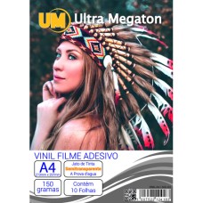 Filme Vinil Adesivo Semi Transparente Jato de Tinta A4 10 Folhas Ultra Megaton Filme Vinil Adesivo Semi Transparente Jato de Tinta A4 10 Folhas Ultra Megaton