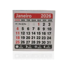 Mini Calendário 2026 para Imã Geladeira Vermelho 100 unidades Mini Calendário 2026 para Imã Geladeira Vermelho 100 unidades