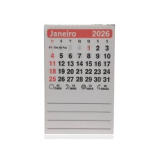 Mini Calendário 2026 para Imã Geladeira Vermelho com Lembrete 100 unidades Mini Calendário 2026 para Imã Geladeira Vermelho com Lembrete 100 unidades