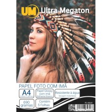 Papel Fotográfico Glossy A4 5 Folhas com Ímã 690g/m² Ultra Megaton Papel Fotográfico Glossy A4 5 Folhas com Ímã 690g/m² Ultra Megaton