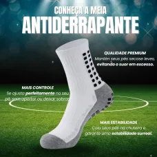PAR MEIA ANTIDERRAPANTE SOCKET ESPORTIVA BRANCA PAR MEIA ANTIDERRAPANTE SOCKET ESPORTIVA BRANCA