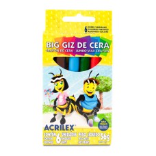 Giz de Cera 6 Cores Big Jumbo 09106 Acrilex Giz de Cera 6 Cores Big Jumbo 09106 Acrilex
