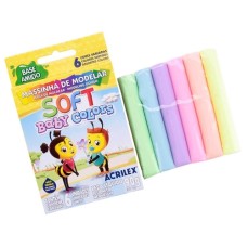 Massa de Modelar Soft Baby Colors 90g 6 Cores 07370 Acrilex Massa de Modelar Soft Baby Colors 90g 6 Cores 07370 Acrilex