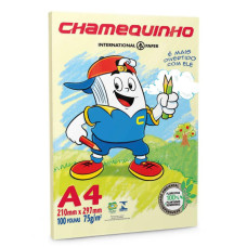 Papel A4 75g Amarelo 100 Folhas Chamequinho Papel A4 75g Amarelo 100 Folhas Chamequinho