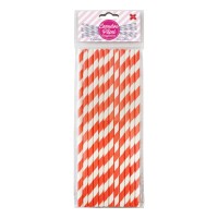 Canudo de Papel Listrado Vermelho 6mmx20cm 4314 com 12 Unidades Make+