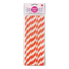 Canudo de Papel Listrado Vermelho 6mmx20cm 4314 com 12 Unidades Make+