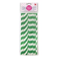 Canudo de Papel Listrado Verde 6mmx20cm 4316 com 12 Unidades Make+ Canudo de Papel Listrado Verde 6mmx20cm 4316 com 12 Unidades Make+