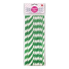 Canudo de Papel Listrado Verde 6mmx20cm 4316 com 12 Unidades Make+