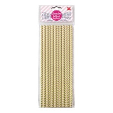 Canudo de Papel Chevron Ouro 6mmx20cm 4320 com 12 Unidades Make+