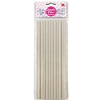 Canudo de Papel Listrado Branco 6mmx20cm 4328 com 12 Unidades Make+