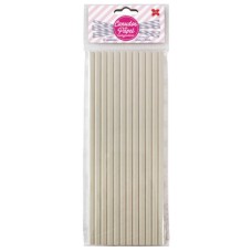 Canudo de Papel Listrado Branco 6mmx20cm 4328 com 12 Unidades Make+