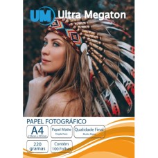 Papel Fotográfico Matte Fosco Dupla Face A4 220G 100 Folhas Ultra Megaton