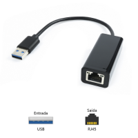Adaptador USB 3.0 para RJ45 Ethernet ADP-USBLAN1000BK Plus Cable Adaptador USB 3.0 para RJ45 Ethernet ADP-USBLAN1000BK Plus Cable