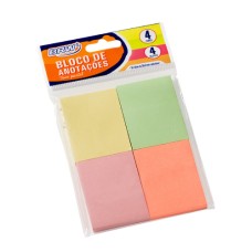 Bloco Post it 38x51mm com 4 Unidades Colorido Pastel 50fls BRW Bloco Post it 38x51mm com 4 Unidades Colorido Pastel 50fls BRW