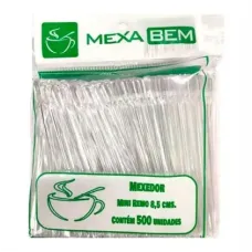 Mexedor Plástico para Café Cristal 8,5cm 500 unidades Mexa Bem