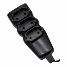 Extensão Elétrica 250V 10A 3 Tomadas 2P+T 1,5m Bivolt Preta Megatron