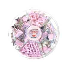 Kit Escritório Rosa Clips Prendedor e Alfinete VMP Kit Escritório Rosa Clips Prendedor e Alfinete VMP