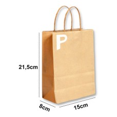 Sacola Kraft 21,5x15x8 Tamanho P com 10 unidades Gala Sacola Kraft 21,5x15x8 Tamanho P com 10 unidades Gala